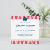 BRUILOFT UITNODIGEN nautisch anker hart marine rod Kaart (Staand voorkant)