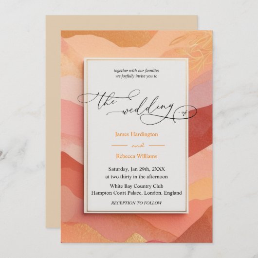 Bruiloft uitnodigen ontwerp van Sunset Hues Kaart (Voorkant / Achterkant)