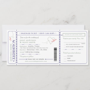 Bruiloft Uitnodigen Reizen Boarding Pass RSVP Maal Kaart