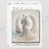 Bruiloft uitnodiging 3D Paar in cirkel van bloemen (Voorkant / Achterkant)