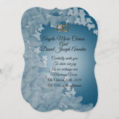 Bruiloft uitnodiging, Blauwgroen blauw met Ivy aan Kaart (Voorkant / Achterkant)