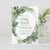 Bruiloft uitnodiging Boheemse groen kruid (Staand voorkant)