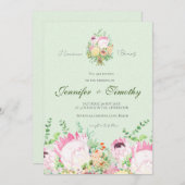 Bruiloft uitnodiging Botanische protea bloemen (Voorkant / Achterkant)