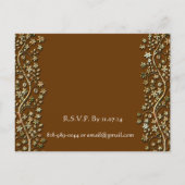 Bruiloft uitnodiging-bruine wervelingen en bloemen uitnodiging briefkaart (Achterkant)