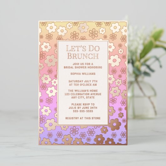 Bruiloft Uitnodiging Brunch Bruidsfeest Moderne Bl (Staand Voorkant)