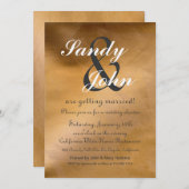 Bruiloft uitnodiging Elegant Koper Grijs (Voorkant / Achterkant)