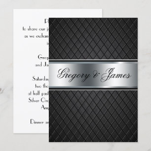 Bruiloft uitnodiging, Elegant Zwart en Zilver Kaart