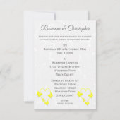 Bruiloft uitnodiging Gele Hart Vlinders (Achterkant)