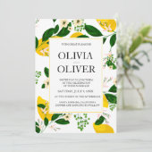 Bruiloft uitnodiging Lemon geel bruiloft uitnodigi (Staand voorkant)