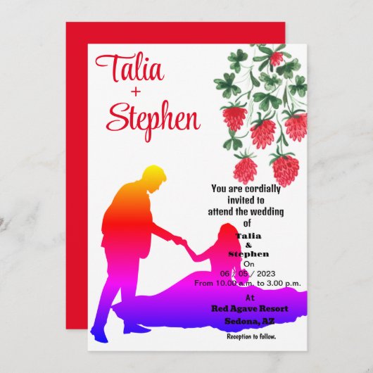 Bruiloft uitnodiging met bruidegom (Voorkant / Achterkant)