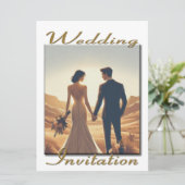 Bruiloft Uitnodiging paar in de zonsondergang (Staand voorkant)