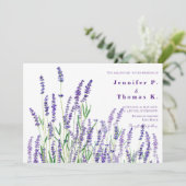 Bruiloft uitnodiging paarse lavendel veld (Staand voorkant)