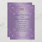 Bruiloft uitnodiging paarse Satijn look (Voorkant / Achterkant)