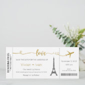 Bruiloft uitnodiging, Paris bruiloft uitnodigen, l Kaart (Staand voorkant)