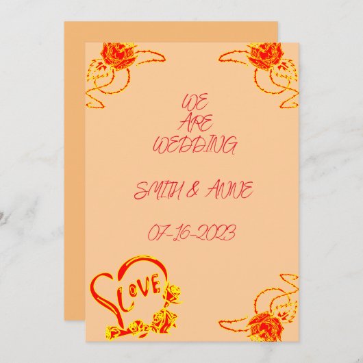 BRUILOFT UITNODIGING ROOS (Voorkant / Achterkant)