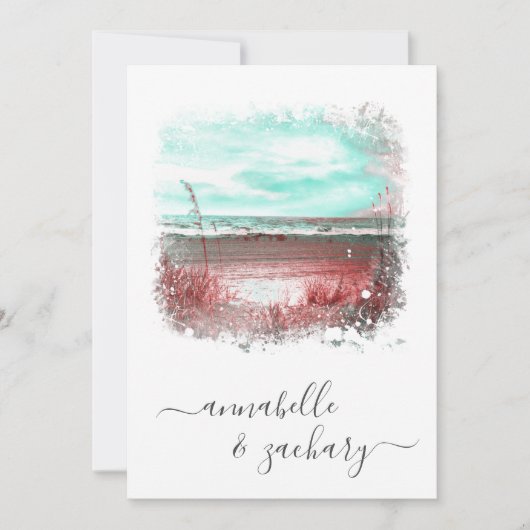 *~* BRUILOFT UITNODIGING + RSVP - Strand QR AR7 (Voorkant)