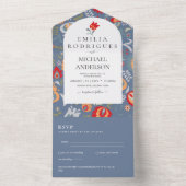 Bruiloft Uitnodiging Spaans Engels Rsvp FOLKART (Binnen)