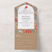 Bruiloft Uitnodiging Spaans Engels Rsvp FOLKART (Binnen)