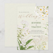Bruiloft Uitnodiging witte bloemen tuin schilderij (Voorkant / Achterkant)