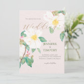 Bruiloft Uitnodiging witte camelia bloemen (Staand voorkant)