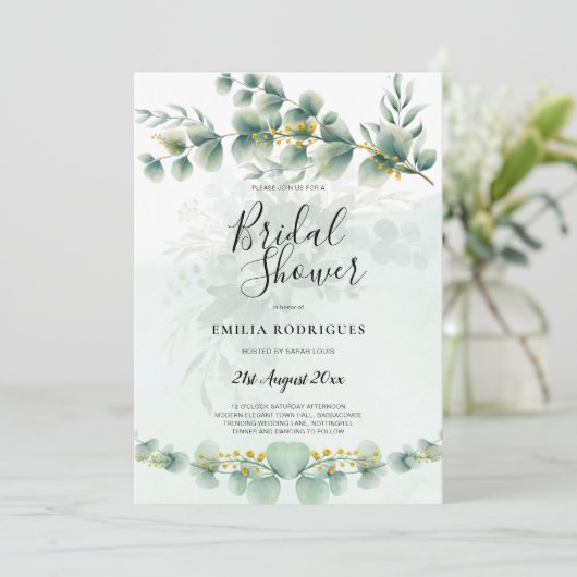 Bruiloft Uitnodigingen Budget Groen Blad Motief (Staand voorkant)