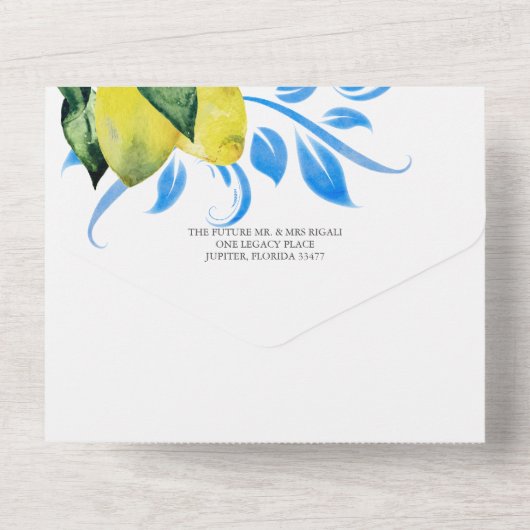 Bruiloft uitnodigingen met RSVP Card Lemons (Achterkant)