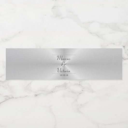 bruiloft van geborsteld metaal waterfles etiket (Enkel label)