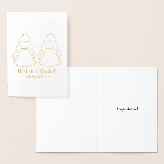 bruiloft van lesbische blanke en goudbruiden folie kaarten (Display)