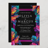 Bruiloft | Verbluffende neon tropisch gebladerte2 Kaart (Voorkant / Achterkant)