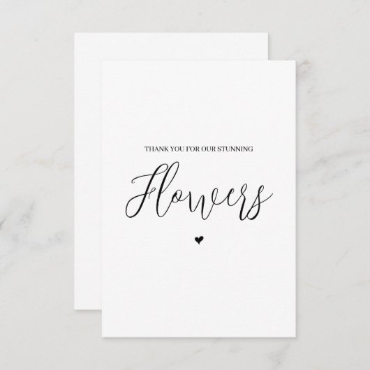 Bruiloft Verkoper Dank u kaart- Bloemist Bedankkaart (Voorkant / Achterkant)