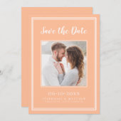 Bruiloft Verloving Paar Foto Modern Chic Peach Save The Date (Voorkant / Achterkant)
