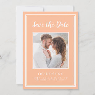 Bruiloft Verloving Paar Foto Modern Chic Peach Save The Date