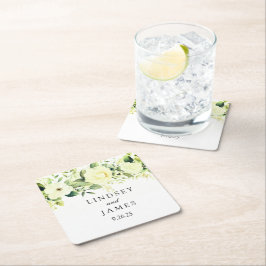 bruiloft vierkante kartonnen onderzetter