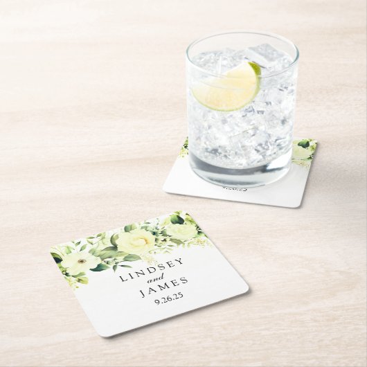 bruiloft vierkante kartonnen onderzetter (Insitu)