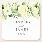 bruiloft vierkante kartonnen onderzetter (Voorkant)