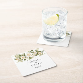 bruiloft vierkante kartonnen onderzetter