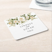 bruiloft vierkante kartonnen onderzetter (Schuin)