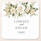 bruiloft vierkante kartonnen onderzetter (Voorkant)