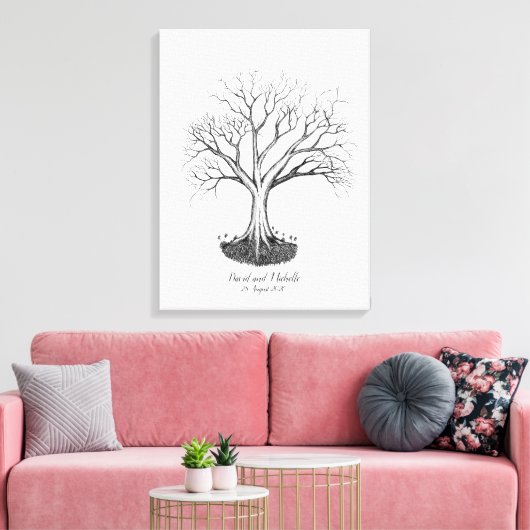 Bruiloft Vingerafdruk Boom Gastenboek - Canvas (Insitu (Woonkamer))