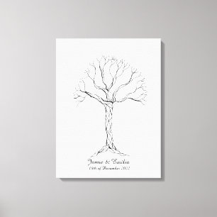 Bruiloft Vingerafdruk Boom Gastenboek - Canvas Afdruk