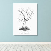 Bruiloft Vingerafdruk Boom Gastenboek - Canvas Afdruk (Insitu (Houten vloer))