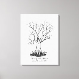 Bruiloft Vingerafdruk Boom Gastenboek - Canvas Afdruk