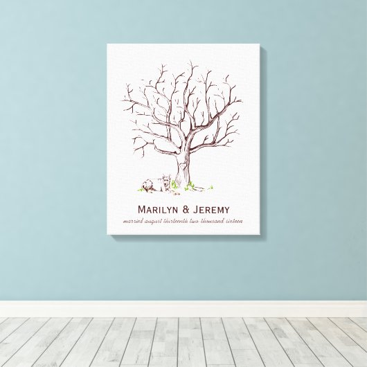 Bruiloft Vingerafdruk Boom (Hond) Canvas Print (Insitu (Houten vloer))
