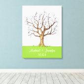 Bruiloft Vingerafdruk Boom (Kleur) Canvas Print (Insitu (Houten vloer))