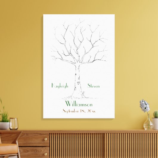Bruiloft Vingerafdruk Boom Uitgerekt Canvas Print (Insitu (Woonkamer))