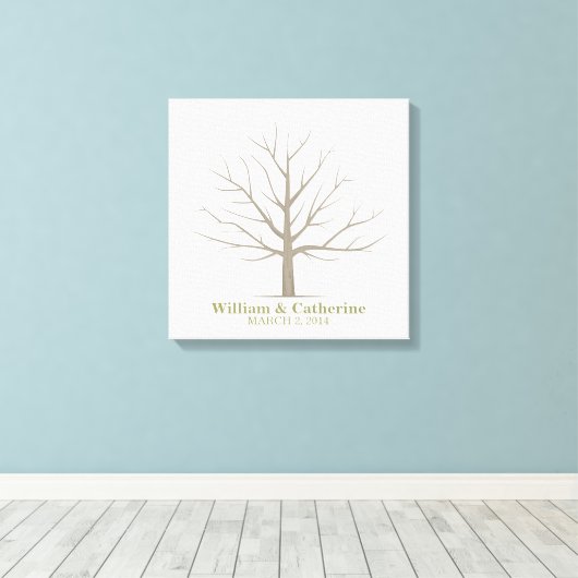 Bruiloft Vingerafdruk Boom - Vierkante Canvas (Insitu (Houten vloer))