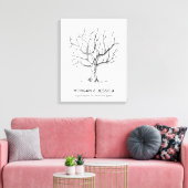 Bruiloft Vingerafdruk Boom (zwart) Canvas Print (Insitu (Woonkamer))