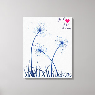 Bruiloft Vingerafdruk Gastenboek Paardebloem Marin Canvas Afdruk