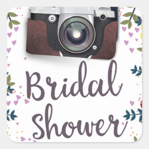 Bruiloft Vintage bloemen en klassieke camera Vierkante Sticker