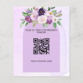 Bruiloft violette florals QR budget de datum opsla (Achterkant)
